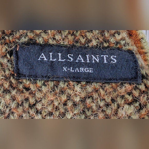 ALLSAINTS Fitzroy Warped Argyle Jacquard Men's Cardigan Sweater Size XL - Picture 6 of 7